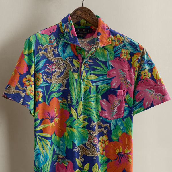 2015 Floral-Print Polo Shirt - Size M