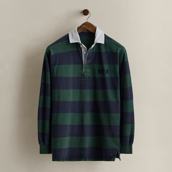 【送料&関税込】Polo Ralph Lauren rugby Polo Shirt 1998 Logo Striped Rugby Shirt - Size S