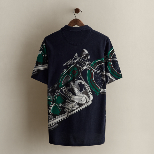 1992 Motorcycle-Print Polo - Size M