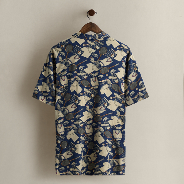 1992 Tennis-Print Polo Shirt - Size L