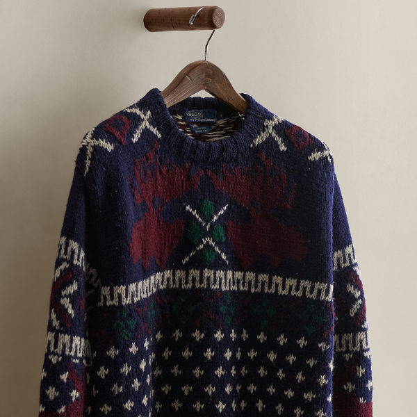 1985 Patterned Wool Sweater - Size M