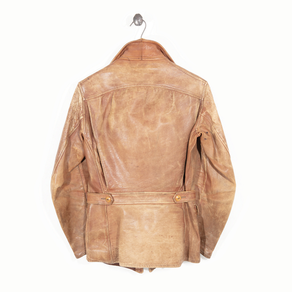 1940s Belted Leather Jacket - Size 36