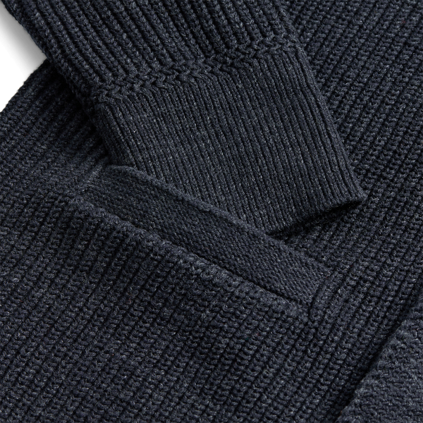 Dark Navy Heather Cotton Shawl-Collar Cardigan RRL 3
