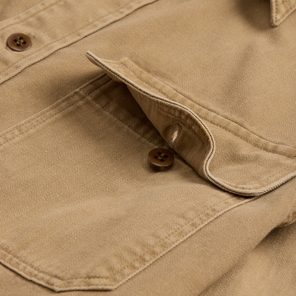 Offiziers-Arbeitshemd aus Twill RRL in Sandbraun verblichen 3