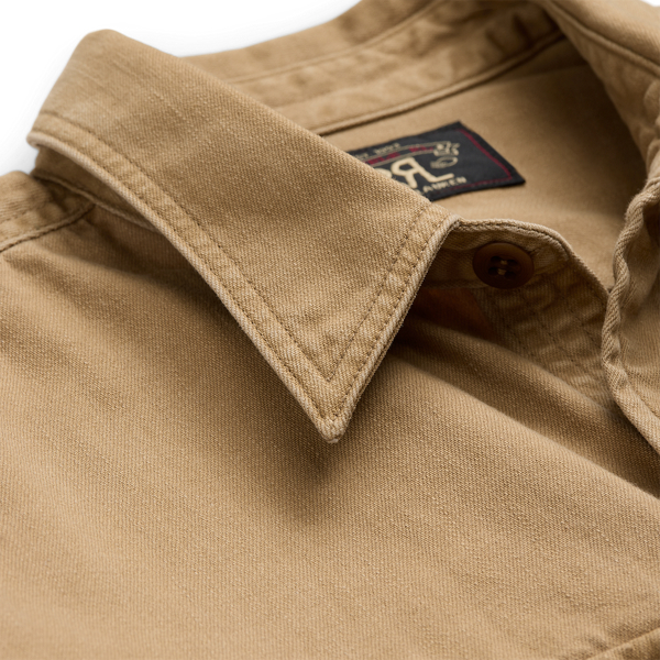 Offiziers-Arbeitshemd aus Twill RRL in Sandbraun verblichen 4