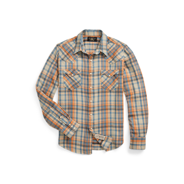 Slim Fit Plaid Twill Western Shirt