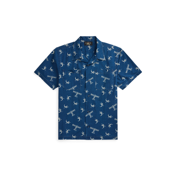 Lighthouse-Print Indigo Camp Shirt