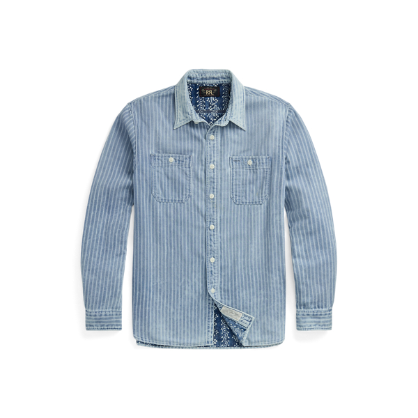 Indigo Striped Double-Faced Workshirt for Men | Ralph Lauren® UK