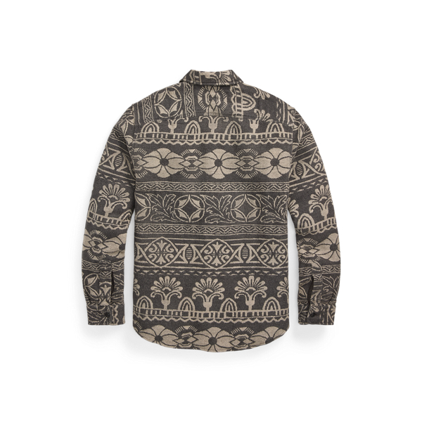 Black/Creme Patterned Jacquard Workshirt RRL 2