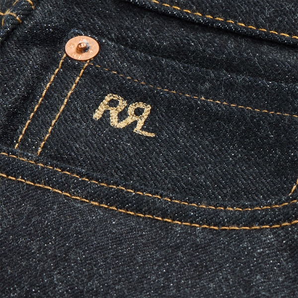 Slim-Fit Jeans mit hoher Leibhöhe RRL in Ost-West-Rinse-Waschung 3