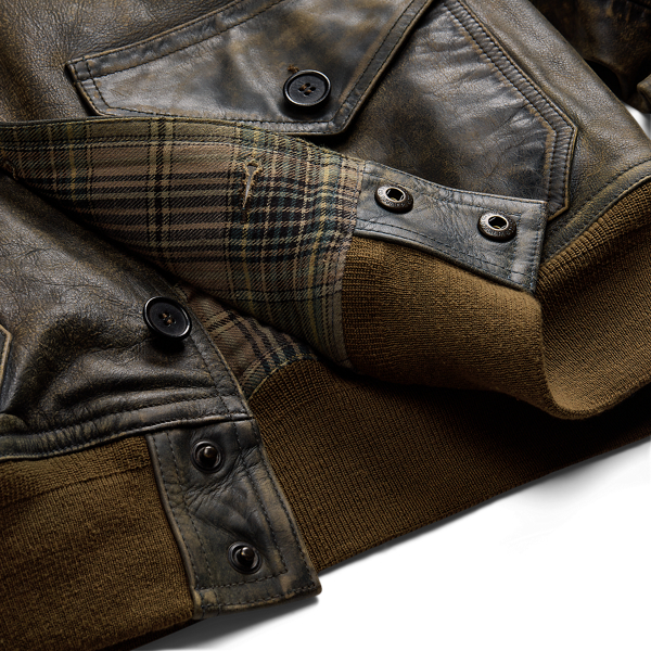 Indigo Leather Bomber Jacket