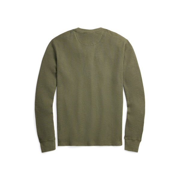 Garment-Dyed Waffle-Knit Henley Shirt
