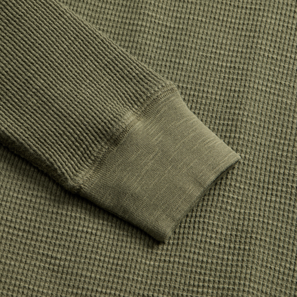 Garment-Dyed Waffle-Knit Henley Shirt
