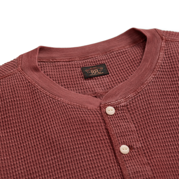 【RRL】ガーメントダイ ワッフルニット 長袖 ヘンリーシャツ ガーメントダイド ワッフルニット ヘンリーネック シャツ