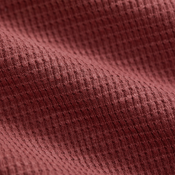 Garment-Dyed Waffle-Knit Henley Shirt