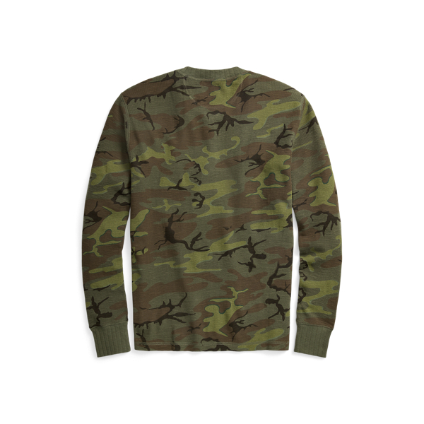 Camo/Olive Camo Waffle-Knit Henley Shirt RRL 2