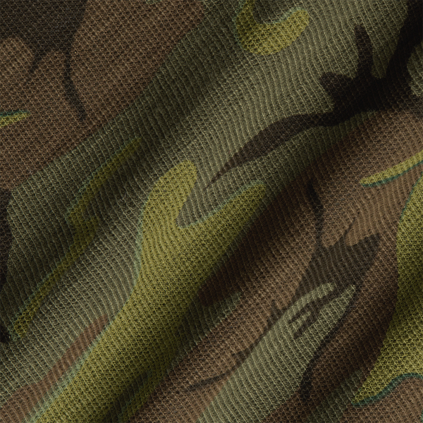 Camo/Olive Camo Waffle-Knit Henley Shirt RRL 5