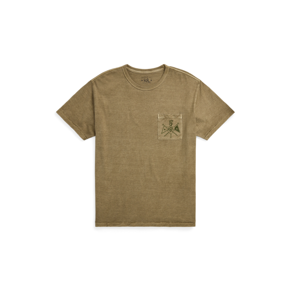 Tan Garment-Dyed Jersey Graphic T-Shirt RRL 1