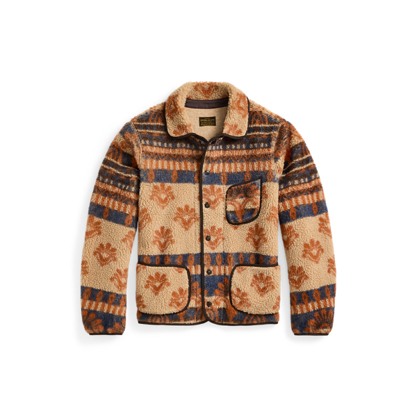 Orange/Multi Wool-Blend Pile Fleece Jacket RRL 1