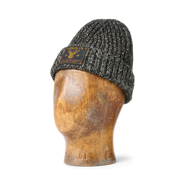 Black/Tan Marl Marled Wool-Blend Beanie RRL 1