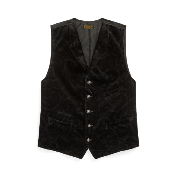 Flocked Velvet Notch-Lapel Vest