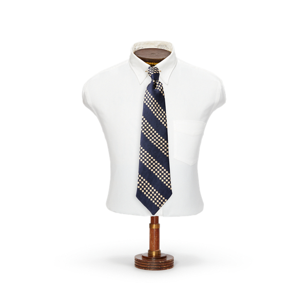 Handmade Checkered-Stripe Silk Tie