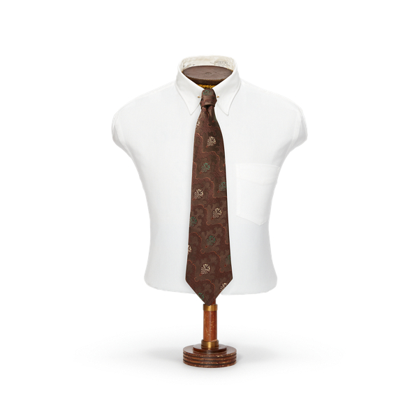 Handmade Floral-Leaf Silk Jacquard Tie