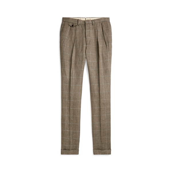 Slim Fit Windowpane Linen Suit Trouser