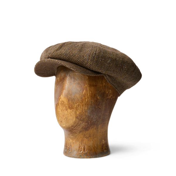 Linen-Blend Herringbone Newsboy Cap