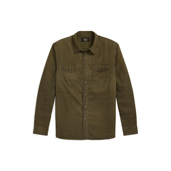 【PERSTEP】25SS★ Herringbone Twill Field Shirt Garment-Dyed Herringbone Twill Workshirt for Men | Ralph