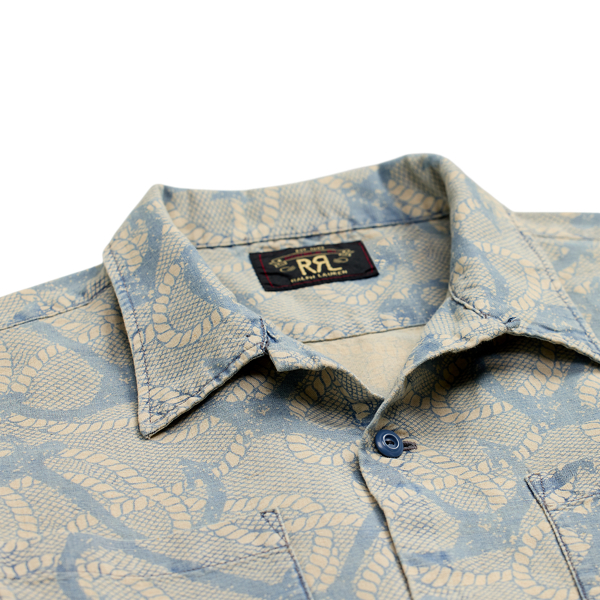Indigo Anchor-Print Camp Shirt