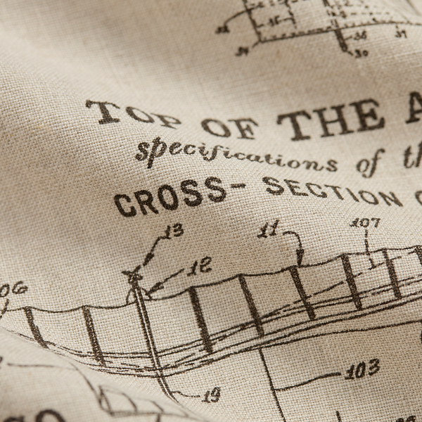 Aeroplane-Print Linen Camp Shirt