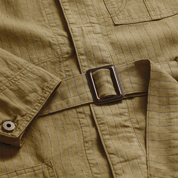 Striped Linen-Cotton Shop Coat