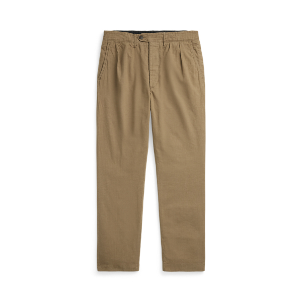 Vintage Brown Bundfaltenhose aus Baumwolle und Leinen RRL 1