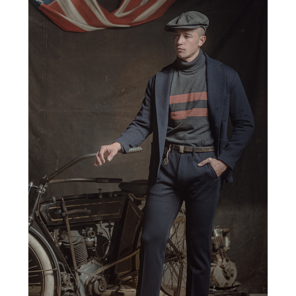 Striped Jersey Roll Neck