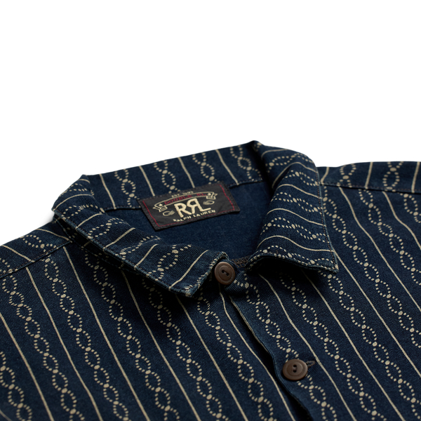 Indigo Print Jersey Camp Shirt