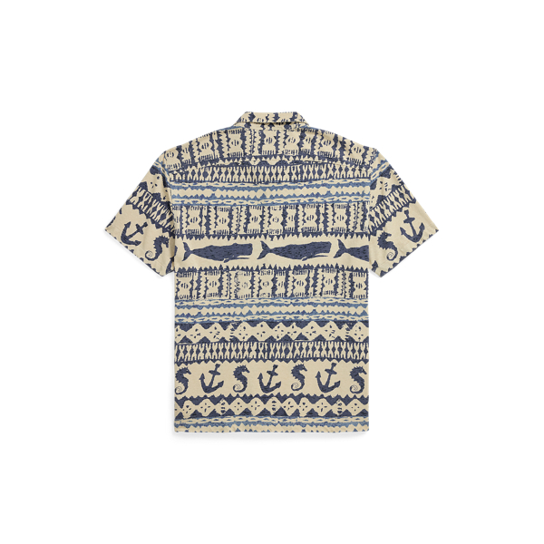 Nautical-Print Jersey Camp Shirt