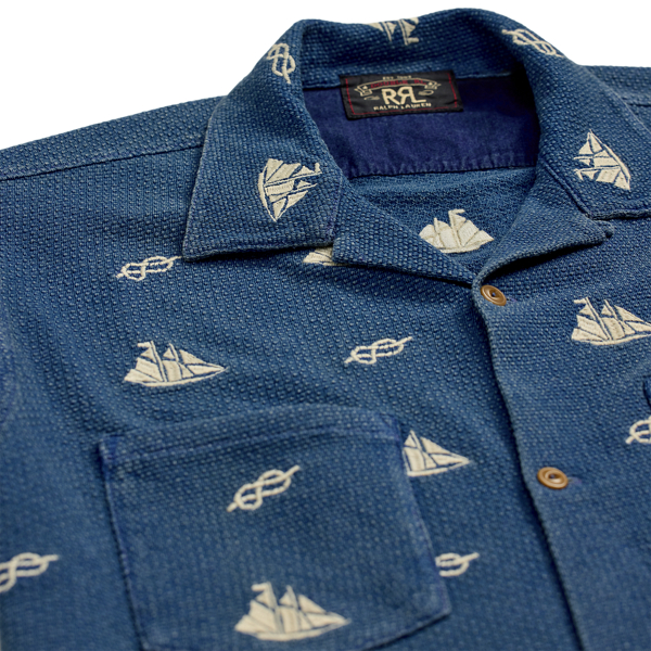 Nautical-Embroidered Piqué Camp Shirt
