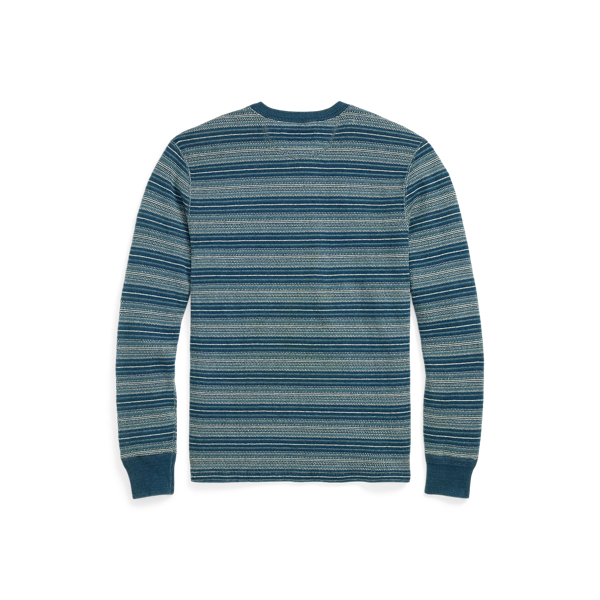 Indigo Striped Jacquard Henley Shirt