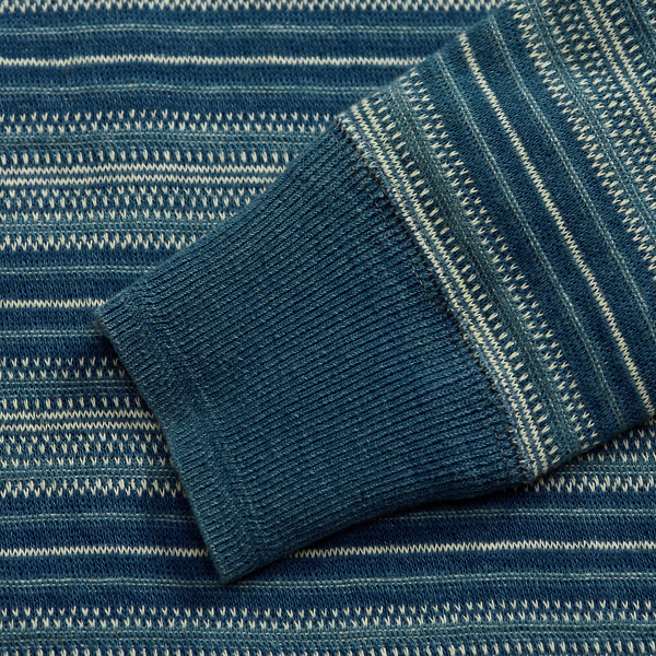 Indigo Striped Jacquard Henley Shirt