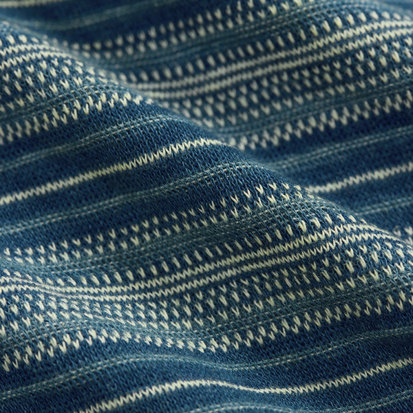 Indigo Striped Jacquard Henley Shirt