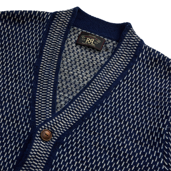 Indigo Cotton-Wool V-Neck Cardigan