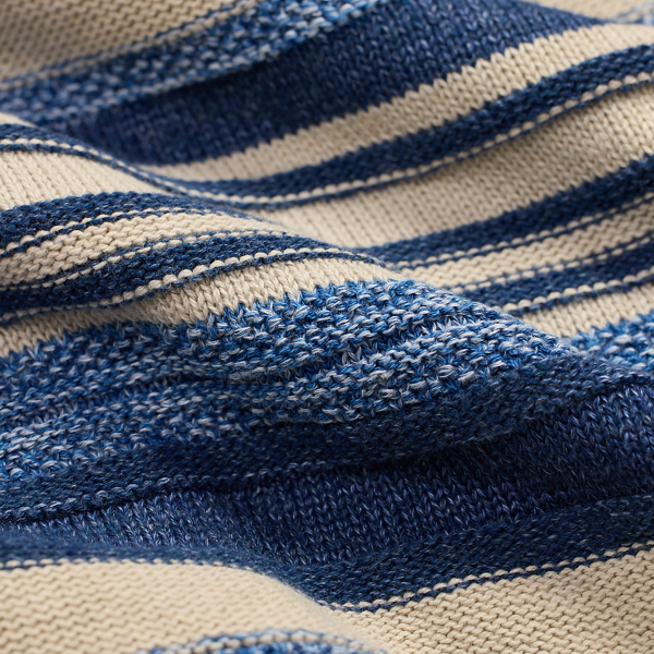 Indigo Striped Cotton-Linen Cardigan