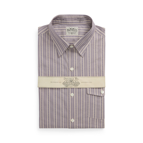 Rl Purple/Cream Slim Fit Striped Dobby Shirt RRL 1