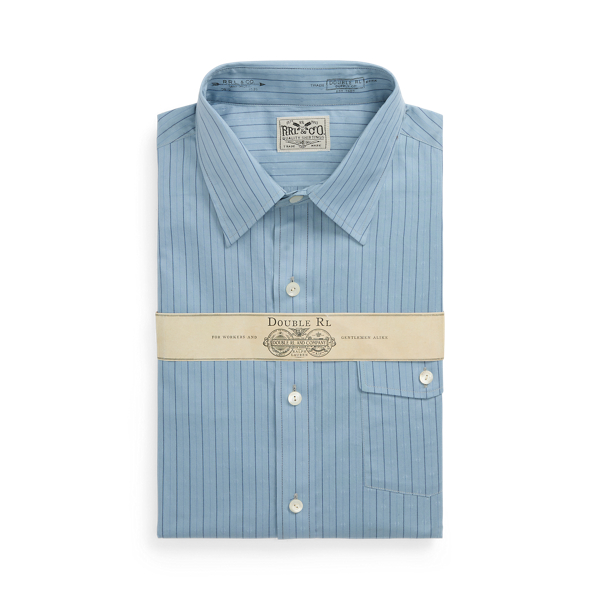 Rl Blue/Navy Slim Fit Striped Dobby Shirt RRL 1