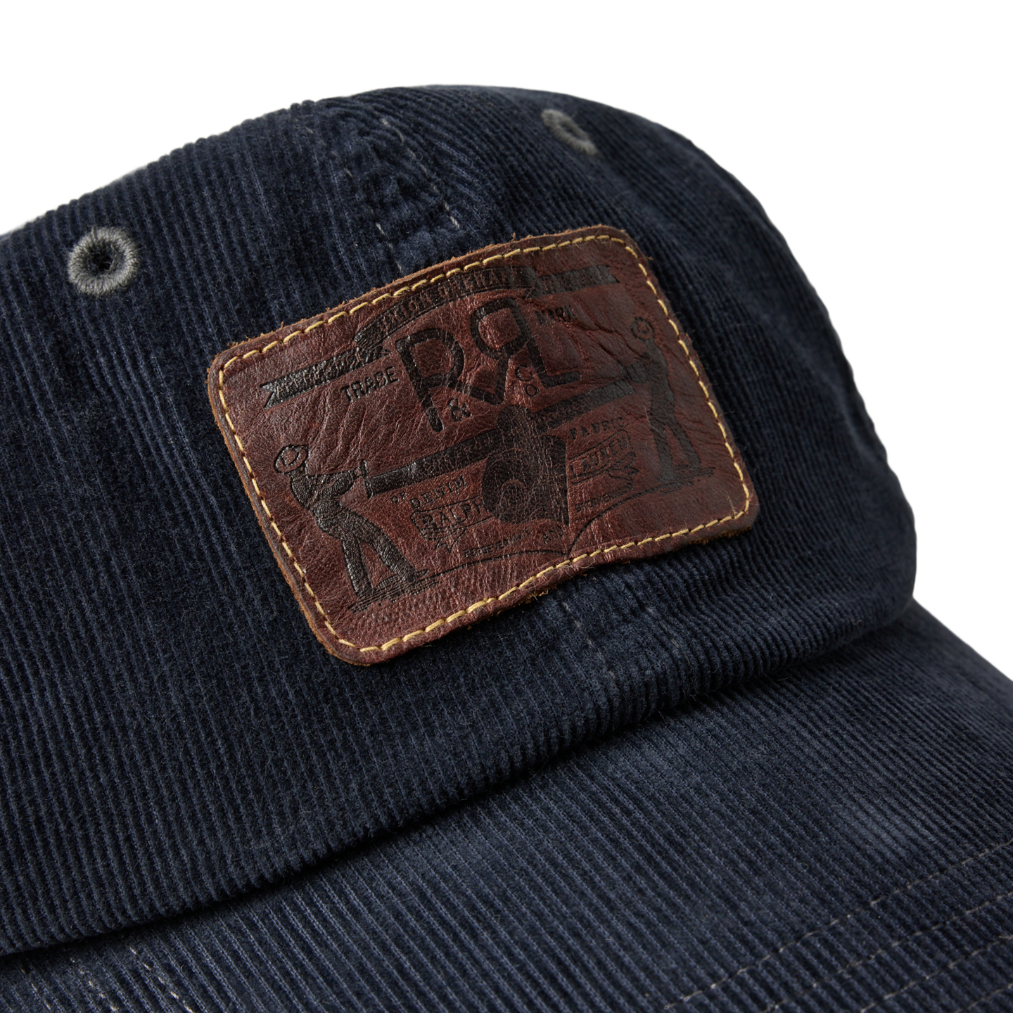 Мужская кепка Ralph Lauren Leather-Patch Corduroy Trucker, цвет: Тёмно-синий — фото 2