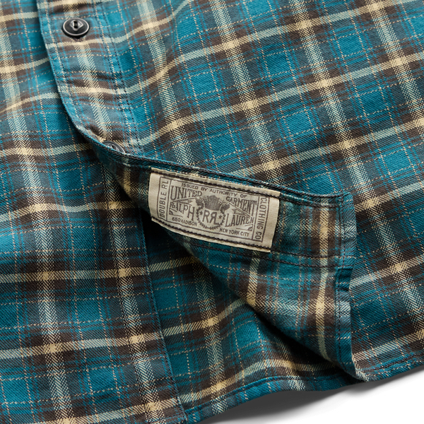 Kariertes Arbeitshemd aus Twill RRL in Blaugr&uuml;n multi 5