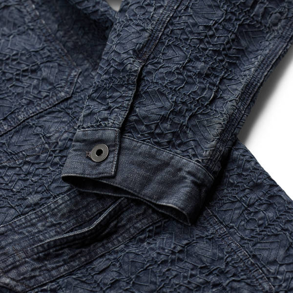 Surchemise marine en jacquard indigo