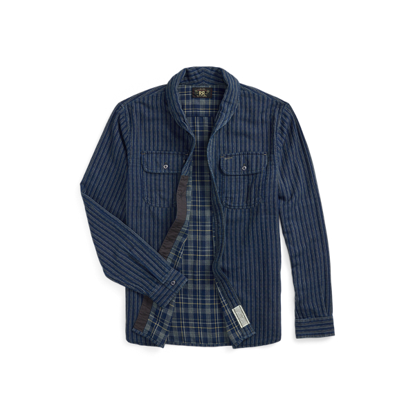 Gestreiftes Arbeitshemd in Indigo RRL in Indigo gestreift/kariert 3