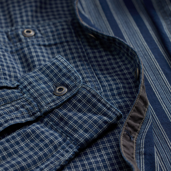 Rl 758 Indigo Check/strip Indigo Checked Double-Faced Workshirt RRL 4